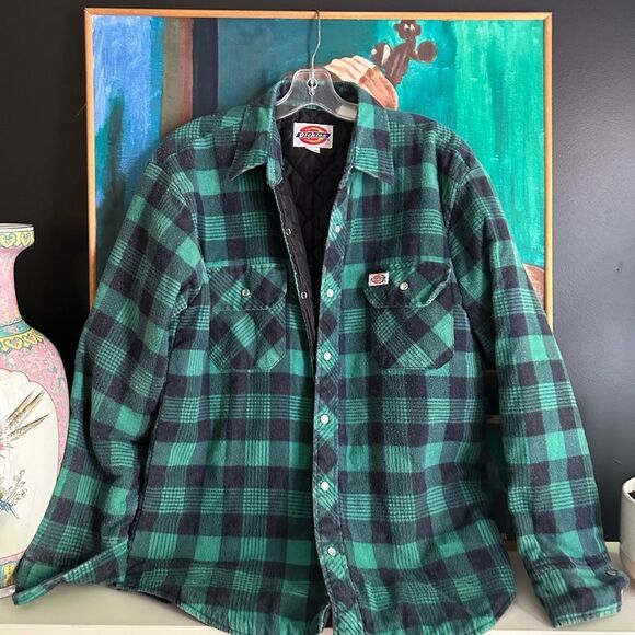 Dickies Green and Black Vintage Plaid Shirt Jacket - Picture 1 of 11